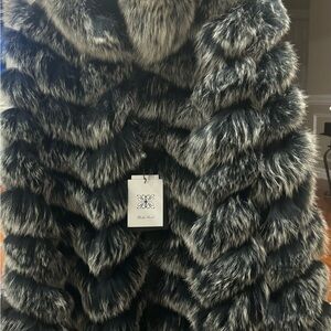 100% silk fox black jacket size M